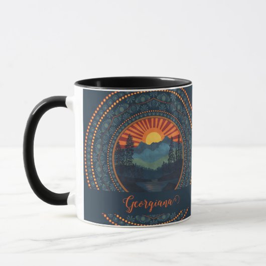 Gepersonaliseerde  wildernis Sunset Dot Mandala Mok (Links)