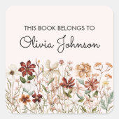 Gepersonaliseerde  Wildflower Bloemplaat Vierkante Sticker (Voorkant)