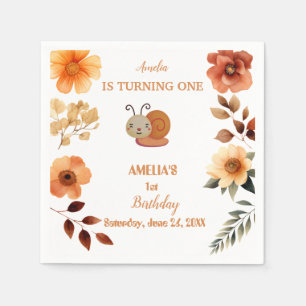 Gepersonaliseerde wildflower decoraties 1e verjaar servet