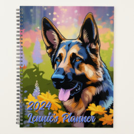 Gepersonaliseerde Wildflower Duitse Herder 2024 Planner