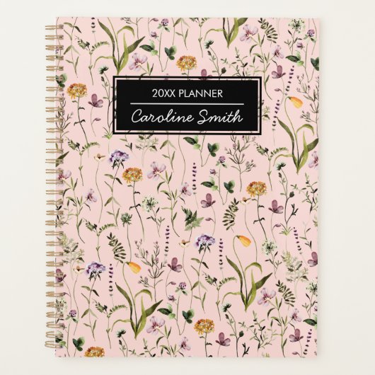 Gepersonaliseerde Wildflower Garden bloemenpatroon Planner (Voorkant)