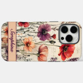 Gepersonaliseerde Wildflower in Rode en Paarse Pop Case-Mate iPhone Case (Achterkant (horizontaal))
