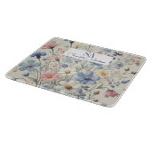 Gepersonaliseerde Wildflower met Monogram & Naam Snijplank (Hoek)