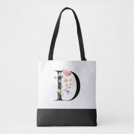 Gepersonaliseerde Wildflower Monogram Letter D Draagtas