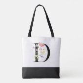 Gepersonaliseerde Wildflower Monogram Letter D Draagtas (Achterkant)