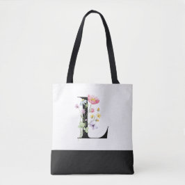 Gepersonaliseerde Wildflower Monogram Letter L Draagtas