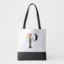 Gepersonaliseerde Wildflower Monogram Letter P Draagtas