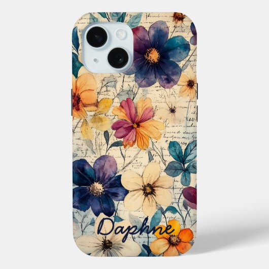 Gepersonaliseerde  Wildflowers Paarse & Sinaasappe Case-Mate iPhone Case (Achterkant)