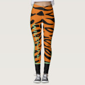 Gepersonaliseerde Wildlife L Bruin zwart Dierenpat Leggings (Voorkant)