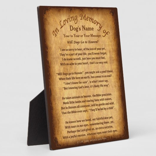 Gepersonaliseerde Will Dogs Ga naar Heaven Poem Pl Fotoplaat (Zijkant)