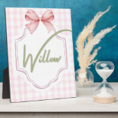 Gepersonaliseerde Willow Baby Girl Nursery Bow & G Fotoplaat (Zijkant)