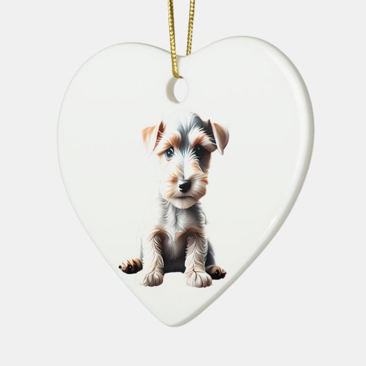 Gepersonaliseerde Wire Fox Terrier Puppy Keramisch Ornament (Links)