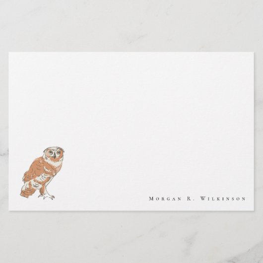 Gepersonaliseerde Wise Uil illustratie briefpapier (Voorkant)