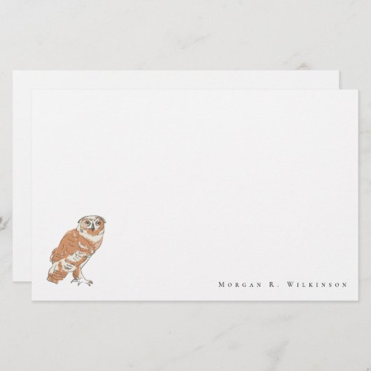 Gepersonaliseerde Wise Uil illustratie briefpapier (Voorkant / Achterkant)