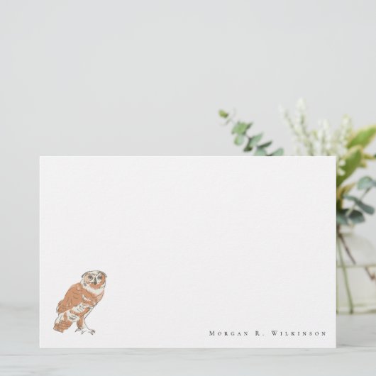Gepersonaliseerde Wise Uil illustratie briefpapier (Staand voorkant)