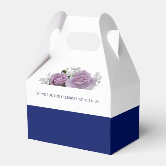 Gepersonaliseerde Wit Blauw Roos Bruiloft Favor Bo Bedankdoosjes (Achterkant)