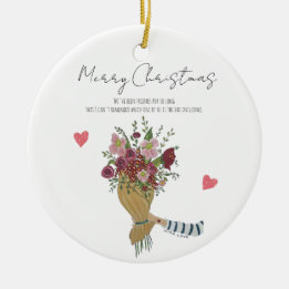 Gepersonaliseerde 'with Love'-bloemen voor beste v Keramisch Ornament