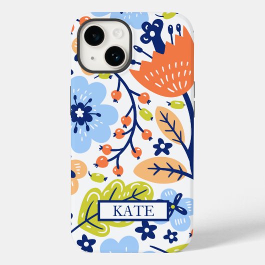 GEPERSONALISEERDE WITTE BLOEMEN SCANDI WILDE BLOEM Case-Mate iPhone CASE (Achterkant)