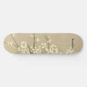 Gepersonaliseerde  witte bloemen skateboard (Horizontaal)