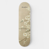 Gepersonaliseerde  witte bloemen skateboard (Voorkant)