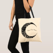Gepersonaliseerde witte bloemenhalve maan tote bag (Voorkant (product))
