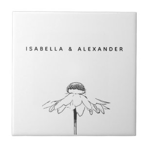 Gepersonaliseerde Witte Bloemlijn Jubileum bruilof Tegeltje
