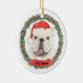 Gepersonaliseerde Witte Bulldog Keramisch Ornament (Rechts)