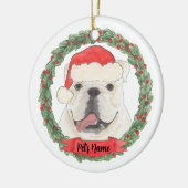Gepersonaliseerde Witte Bulldog Keramisch Ornament (Links)