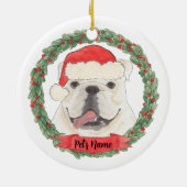 Gepersonaliseerde Witte Bulldog Keramisch Ornament (Achterkant)