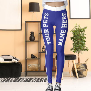 Gepersonaliseerde witte diepblauwe strepen Huisdie Leggings