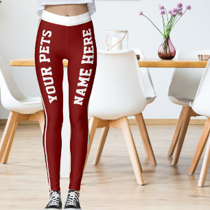 Gepersonaliseerde witte dieprode strepen Huisdier Leggings