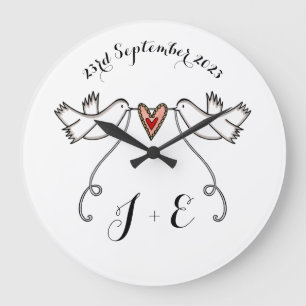 Gepersonaliseerde witte doven bruiloft Gift Acrylo Grote Klok