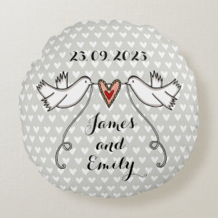Gepersonaliseerde witte doves Weddenschap Gift Cus Rond Kussen