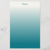Gepersonaliseerde witte en Blauwgroen Ombre Briefpapier (Voorkant)