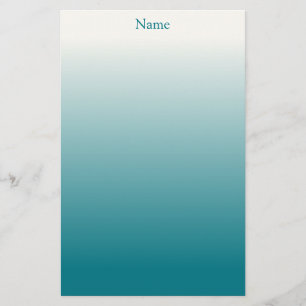 Gepersonaliseerde witte en Blauwgroen Ombre Briefpapier
