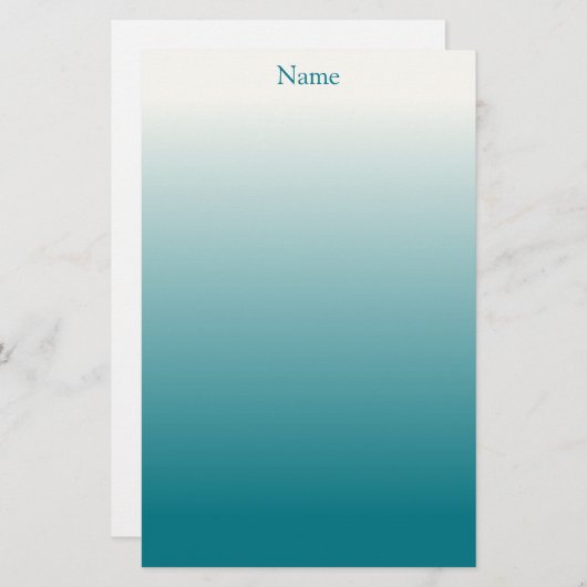 Gepersonaliseerde witte en Blauwgroen Ombre Briefpapier (Voorkant / Achterkant)