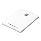 Gepersonaliseerde witte en goudmonogram notitieblok (Gedraaid)