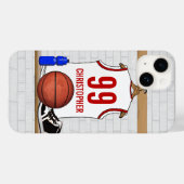 Gepersonaliseerde witte en rode Basketball Jersey Case-Mate iPhone Case (Achterkant (horizontaal))