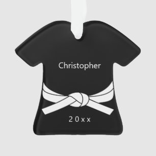 Gepersonaliseerde witte gordel Karate Ornament