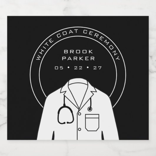 Gepersonaliseerde witte jas ceremonie koeler sparkling wijnetiket (Enkel label)