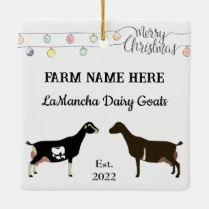 Gepersonaliseerde witte kerst van LaMancha Dairy Keramisch Ornament