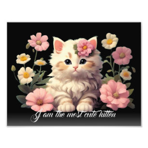 Gepersonaliseerde witte kitten Schattigee kat in b Foto Afdruk
