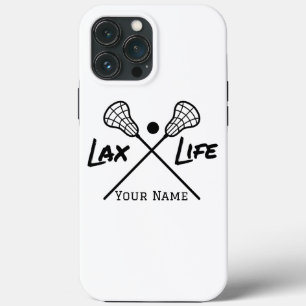 Gepersonaliseerde witte LAX (Lacrosse) Life iPhone 13 Pro Max Hoesje