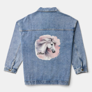 Gepersonaliseerde witte paard denim jas denim jacket