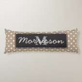 Gepersonaliseerde witte poka Dots zwart deco omlij Lichaamskussen (Voorkant)