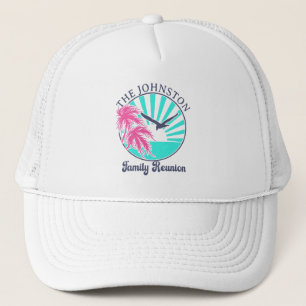 Gepersonaliseerde Witte Retro Familie Reünie Tropi Trucker Pet