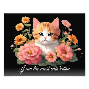 Gepersonaliseerde witte Schattigee kitten kat in b Foto Afdruk