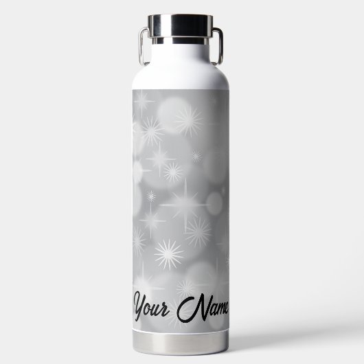 Gepersonaliseerde witte sparkles waterfles (Voorkant)