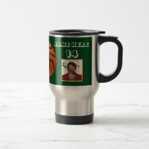 Gepersonaliseerde Witte Tekst Basketbal Foto Tumbl Reisbeker