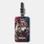 Gepersonaliseerde Wolf Galaxy Bagagelabel (Voorkant verticaal)